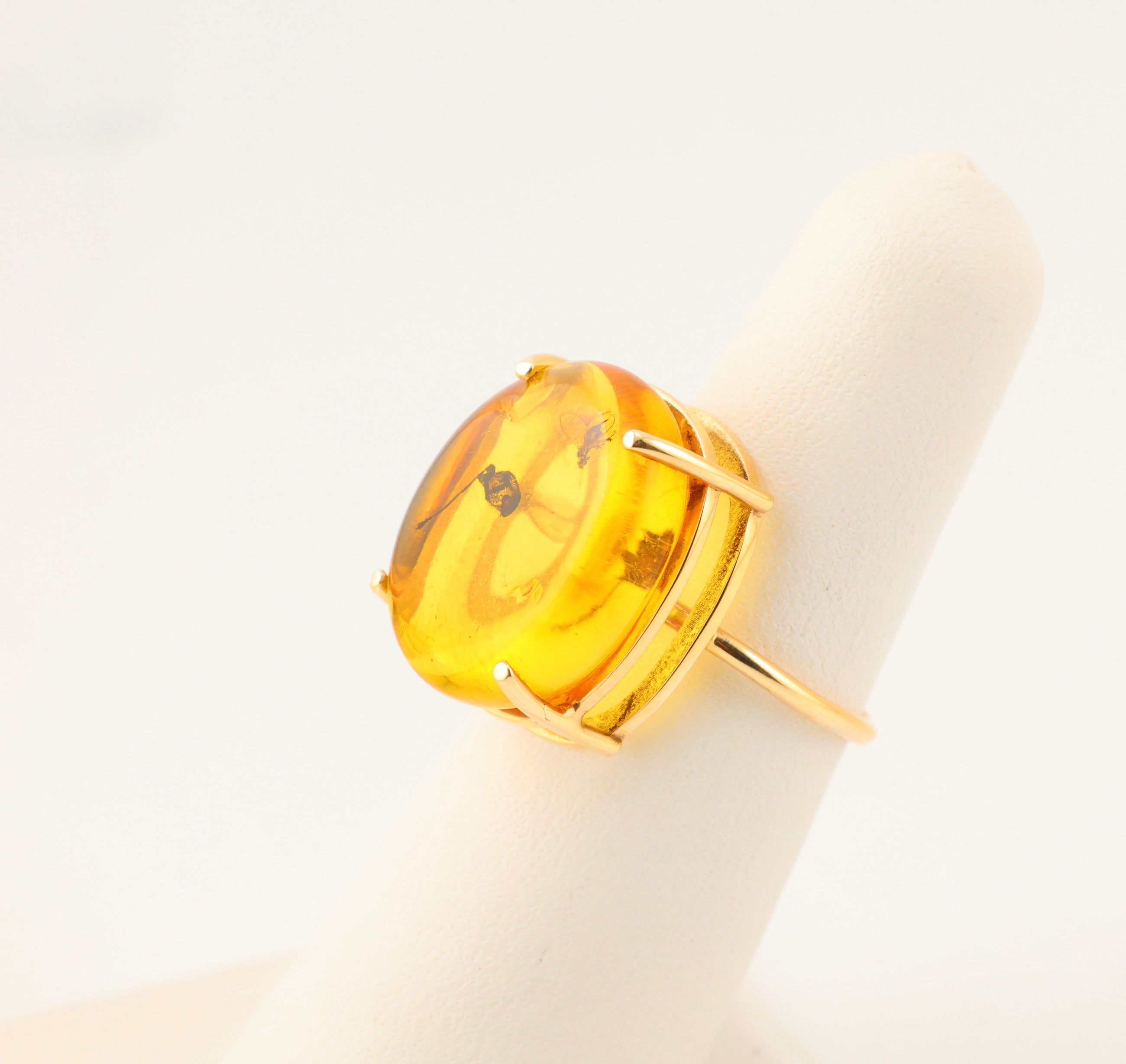 Amber Ring 14k Gold Large