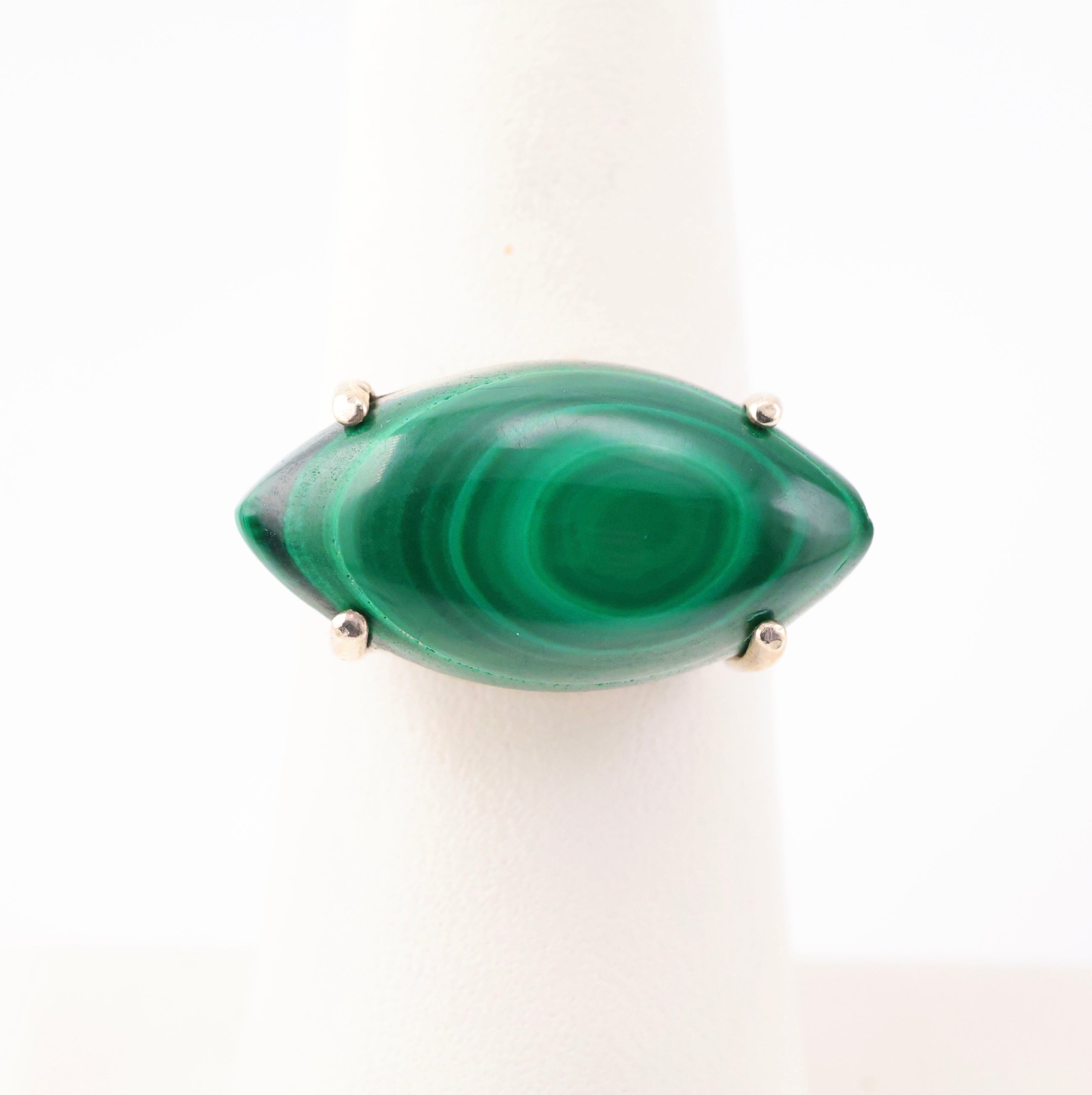 Malachite Ring Eye Sterling Silver