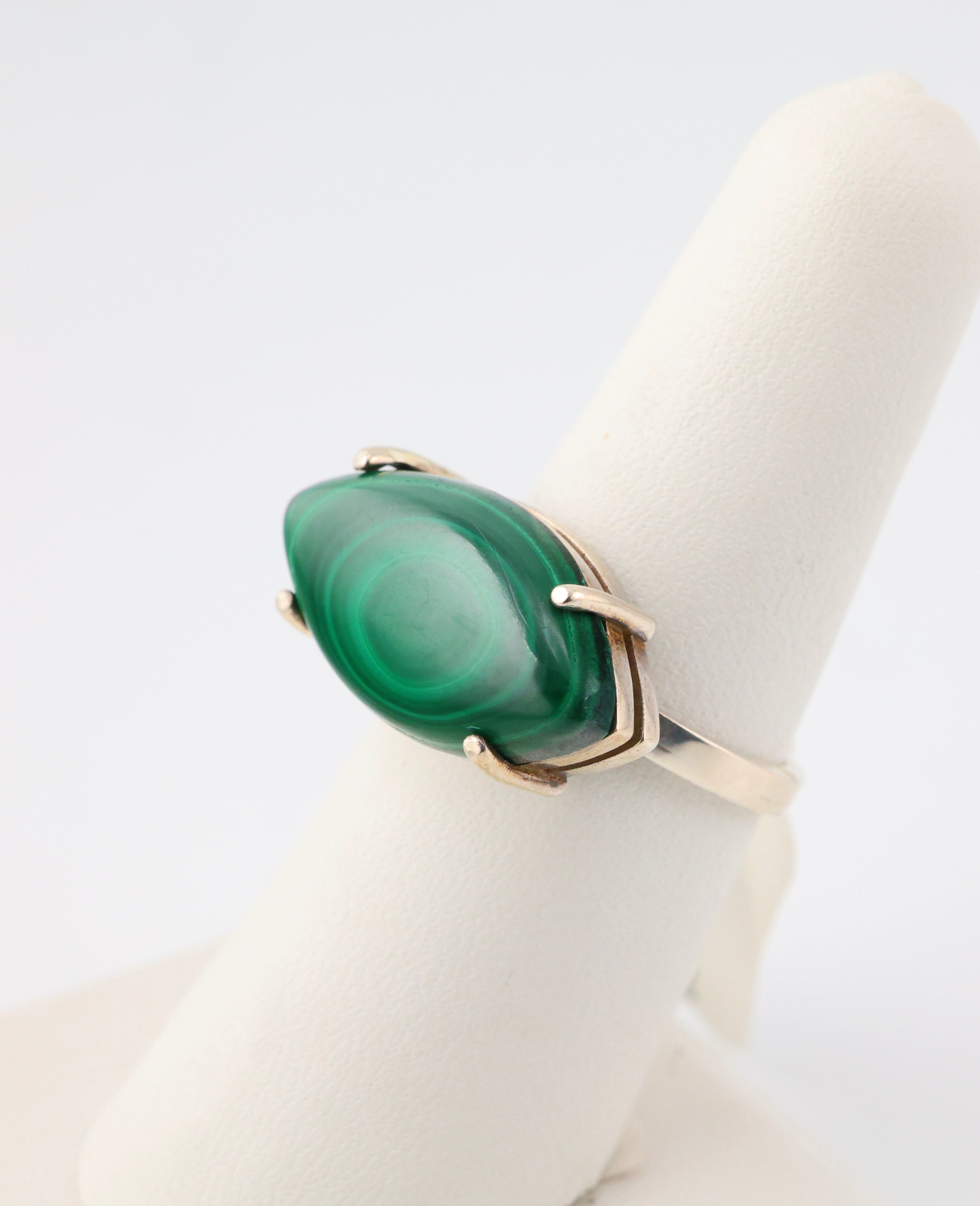 Malachite Ring Eye Sterling Silver