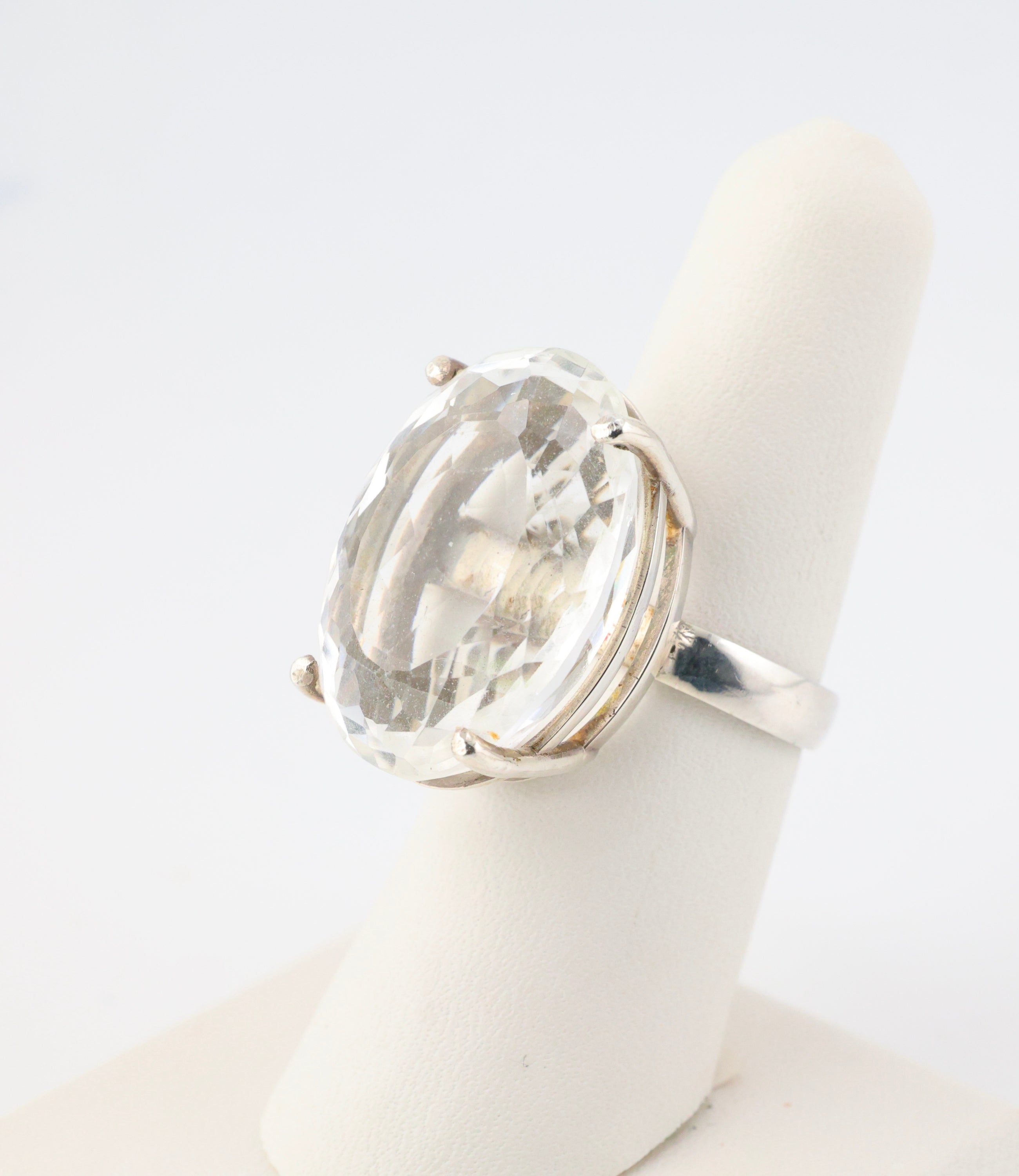 Clear Quartz Ring Oval Sterling Silver