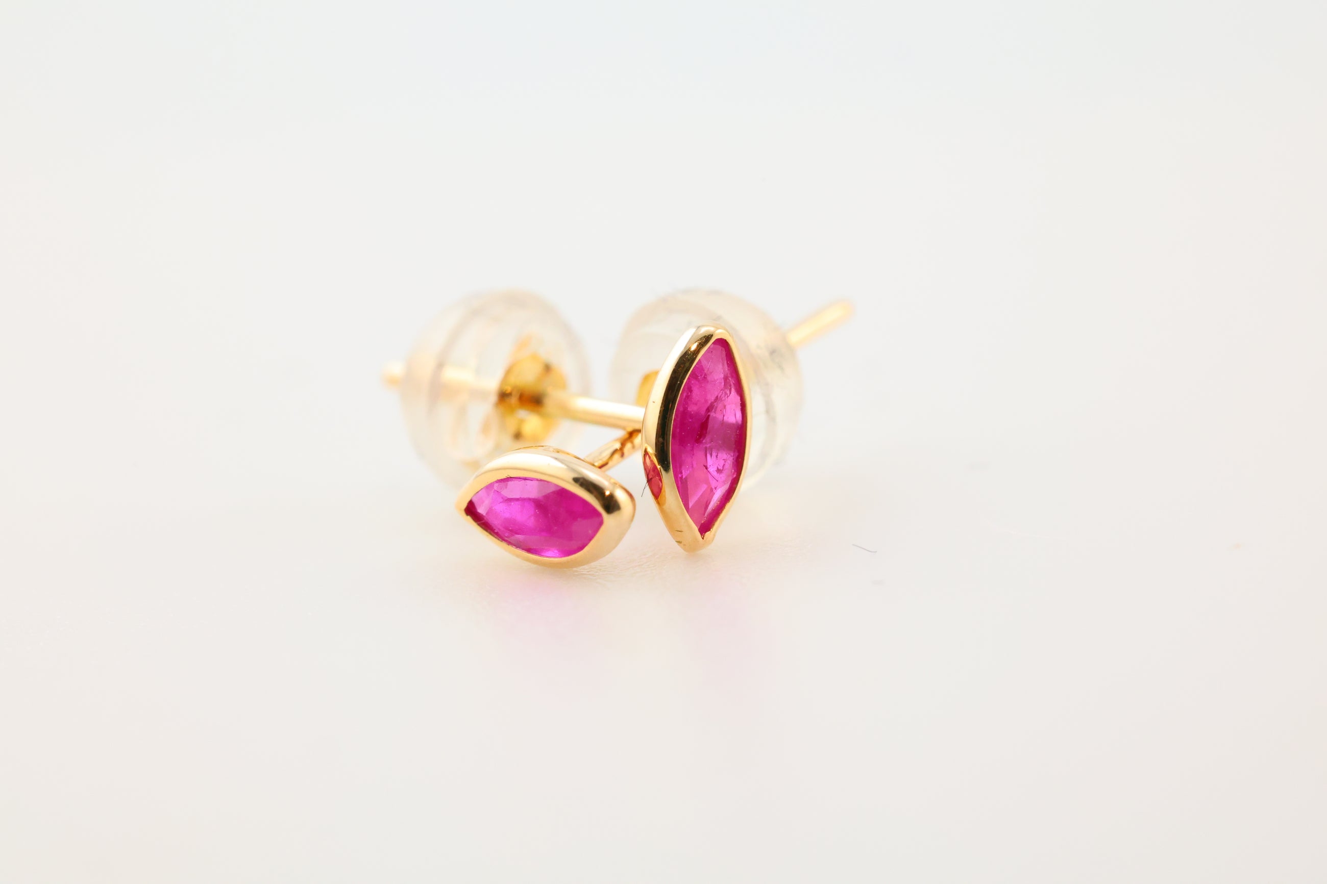 Ruby Earrings Cat's Eye 14k Gold