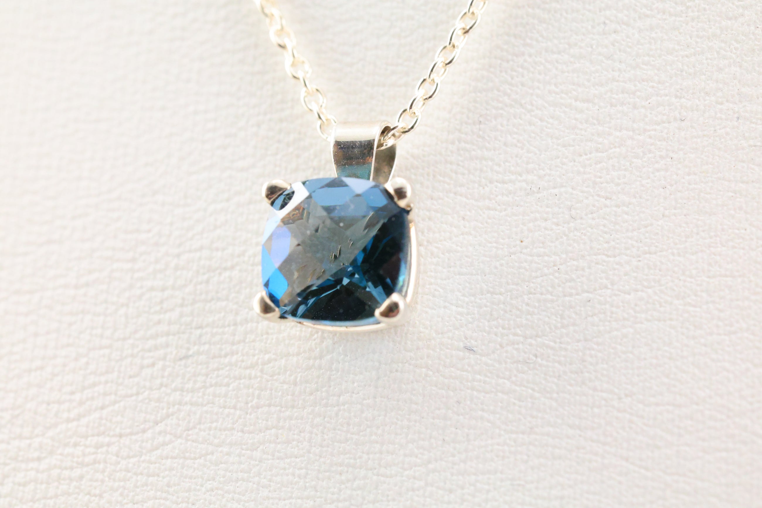 Blue Topaz Necklace Sterling Silver 16 inch