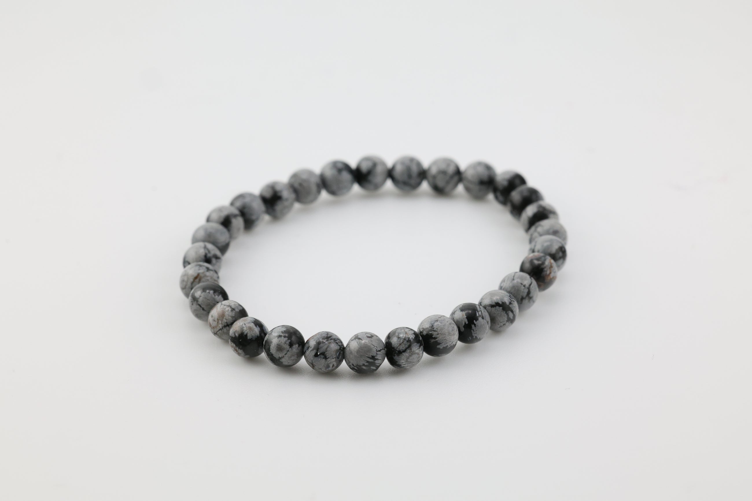 Snowflake Obsidian Bead Bracelet