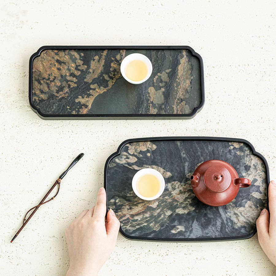Gohobi Wabi-Sabi Stone Panel Tea Tray: Style H