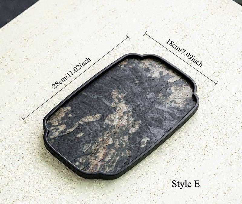 Gohobi Wabi-Sabi Stone Panel Tea Tray: Style D