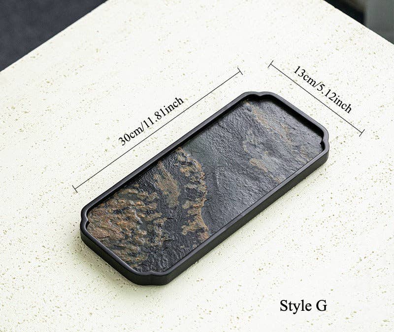 Gohobi Wabi-Sabi Stone Panel Tea Tray: Style H