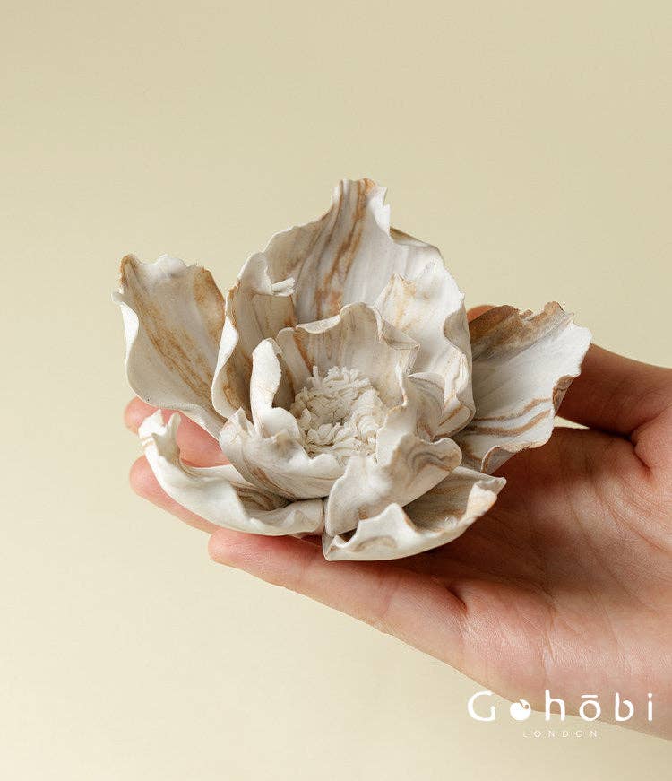 Gohobi Handmade Floral Incense Holder 001 - Lily: Striped Brown