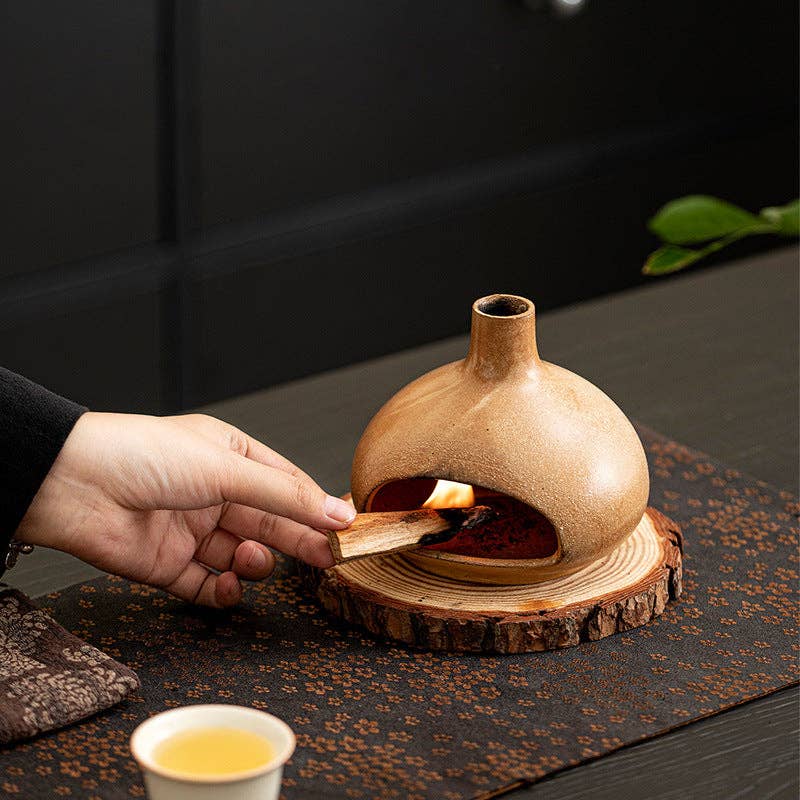 Gohobi Little Puff Ceramic Aromatherapy Fireplace Burner: Black