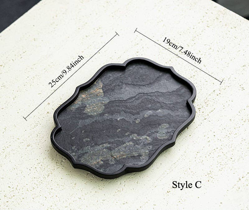 Gohobi Wabi-Sabi Stone Panel Tea Tray: Style H