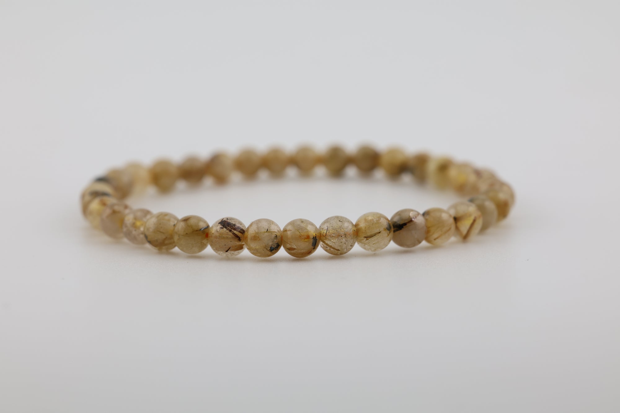 Gold Rutile Quartz Bead Bracelet