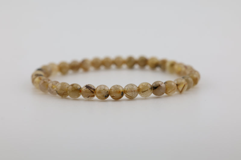 Gold Rutile Quartz Bead Bracelet