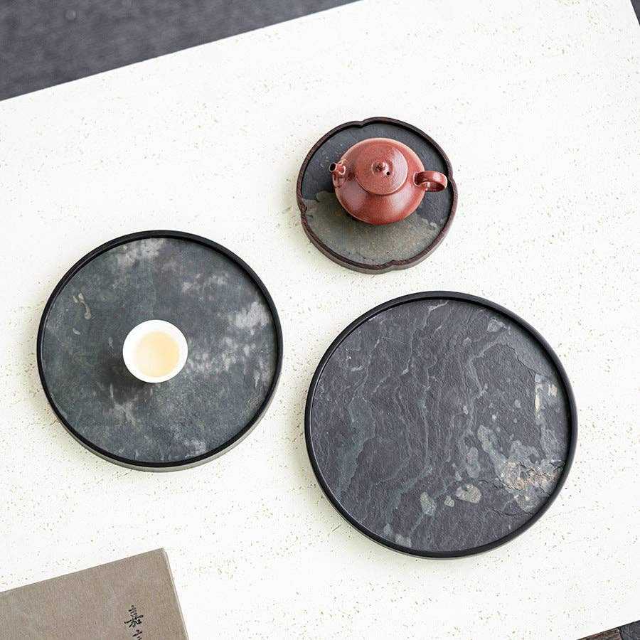Gohobi Wabi-Sabi Stone Panel Tea Tray: Style A