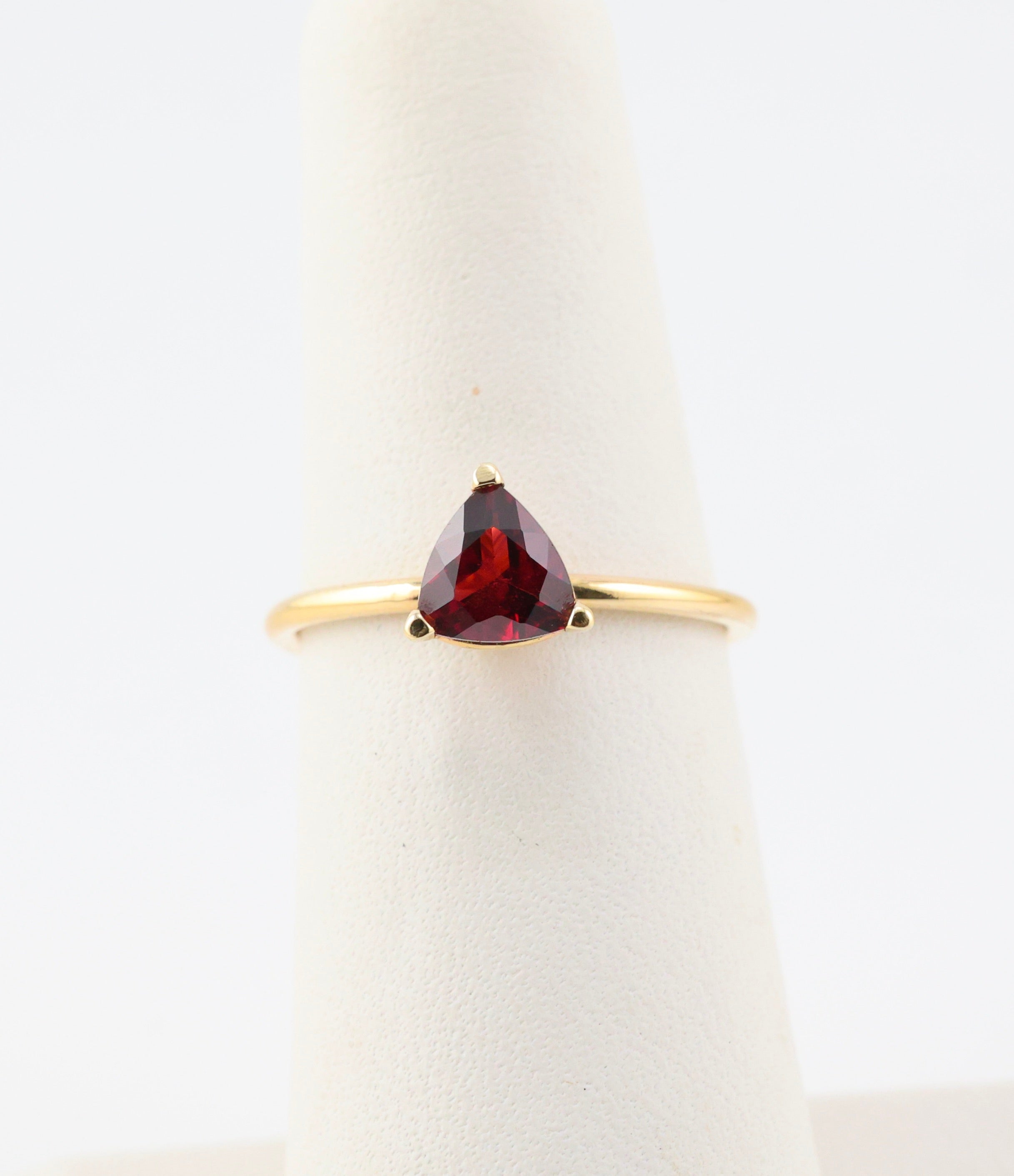 Garnet Triangle Ring 14k Gold
