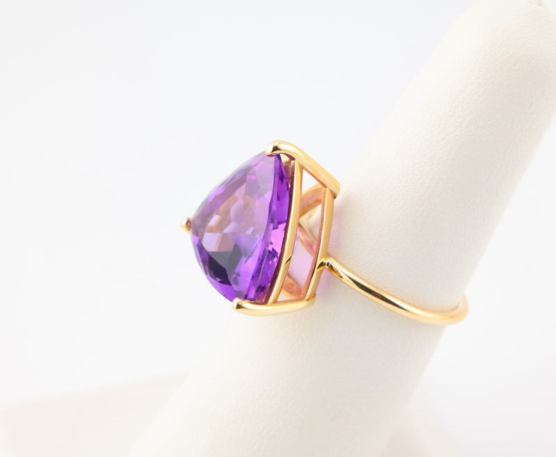 Amethyst Trillion Cut Ring 14k Gold