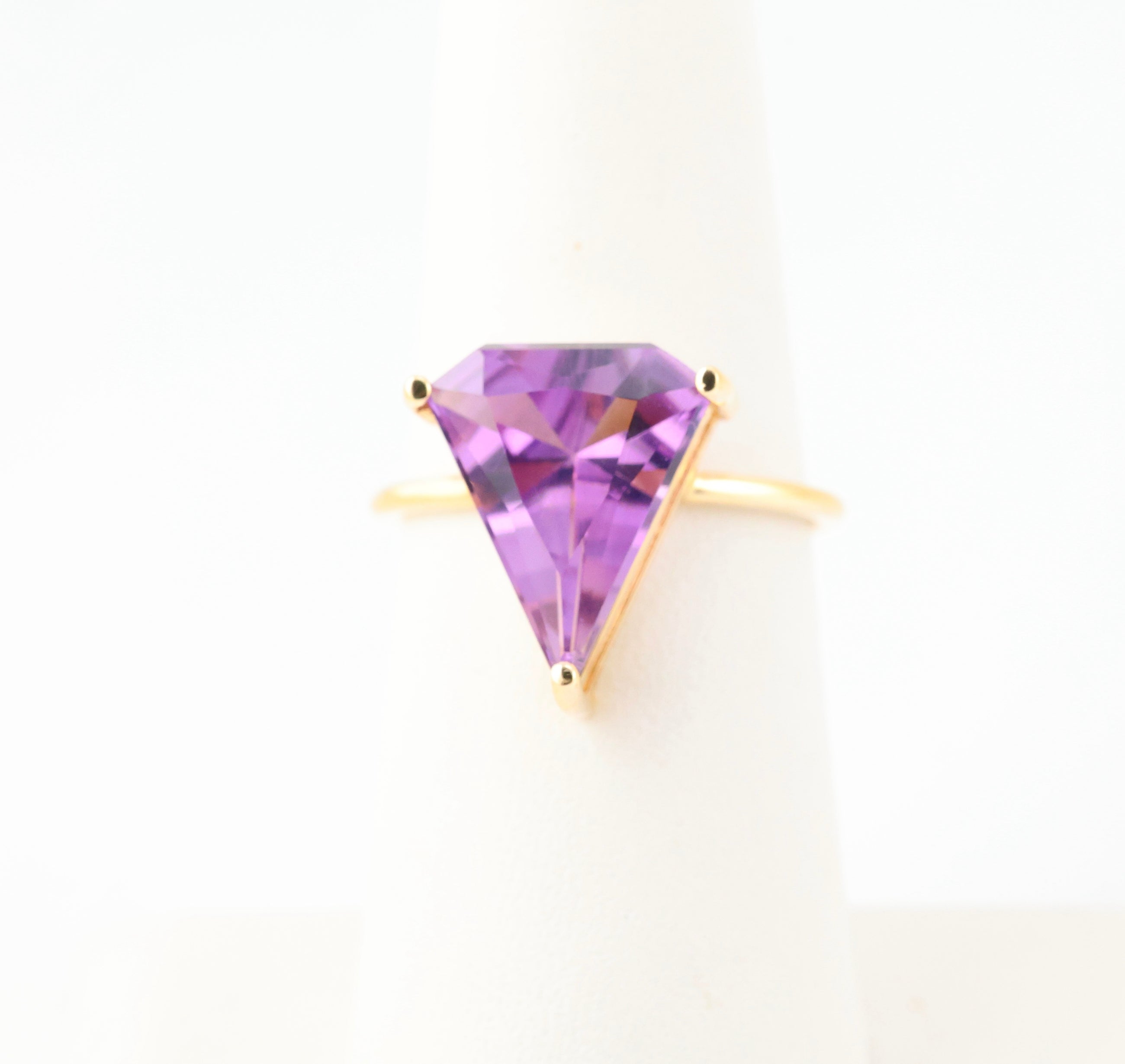 Amethyst Triangle Ring 14k Gold