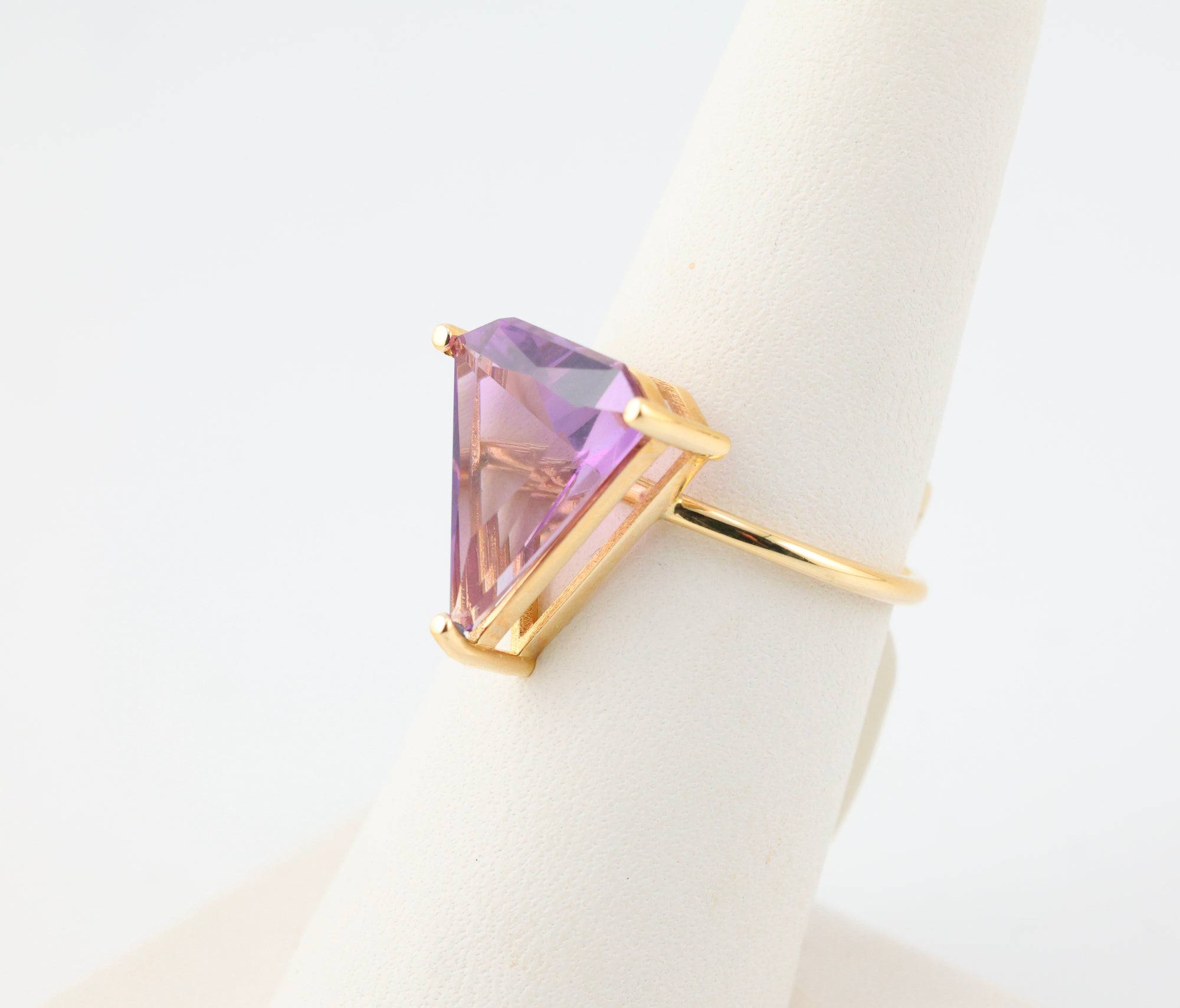 Amethyst Triangle Ring 14k Gold