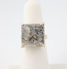 Tourmalinated Quartz Ring Sterling Silver Square Cut