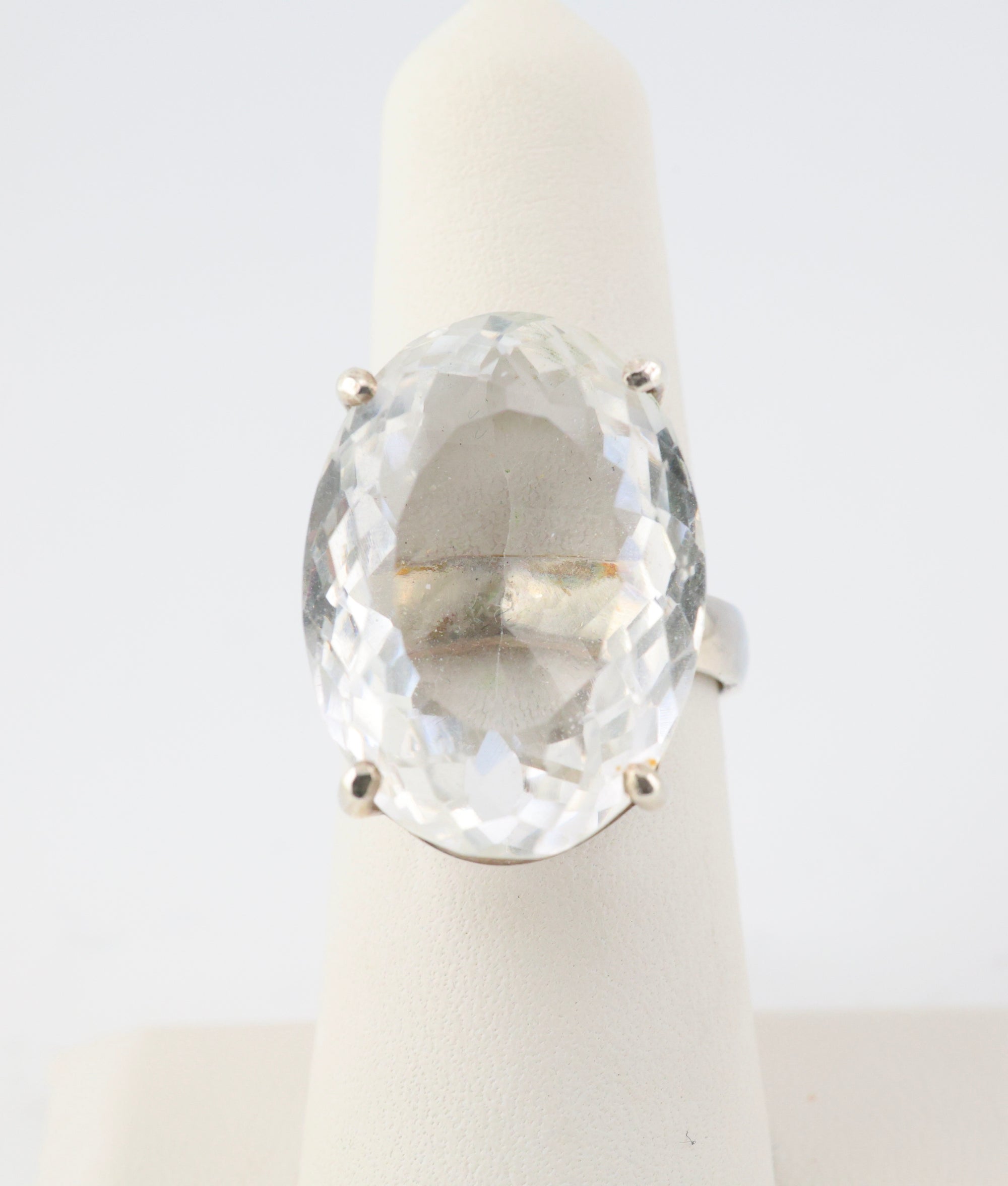 Clear Quartz Ring Oval Sterling Silver