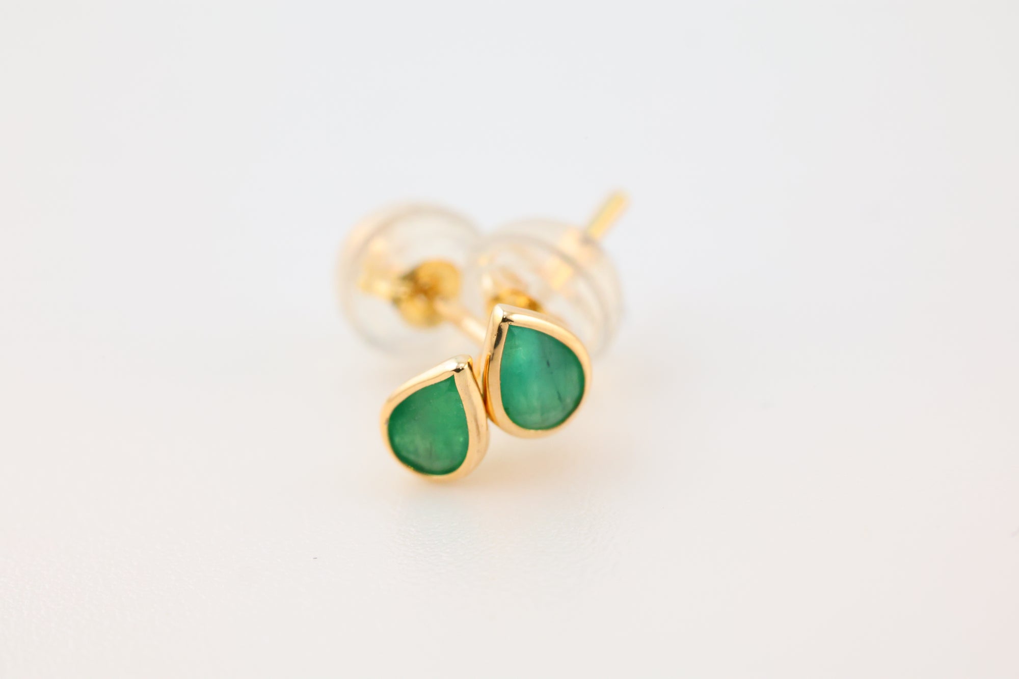 Emerald Earrings Teardrop 14k Gold