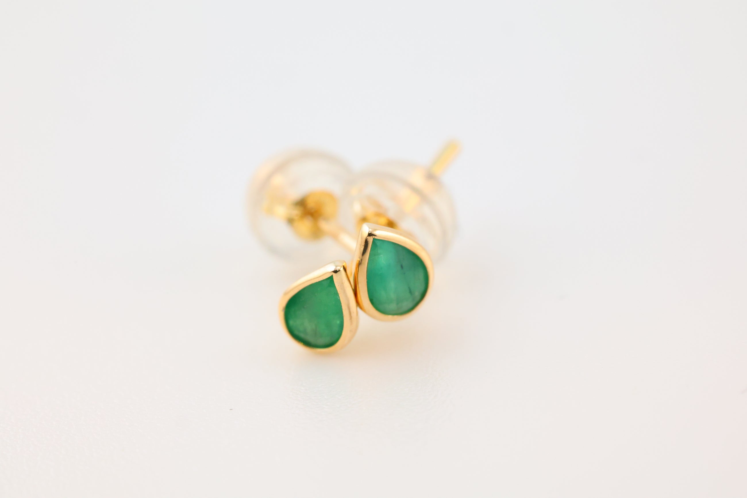 Emerald Earrings Teardrop 14k Gold
