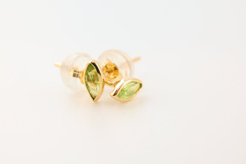 Peridot Earrings Cat's Eye 14k Gold
