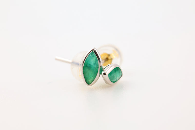 Emerald Earrings Cat's Eye White Gold