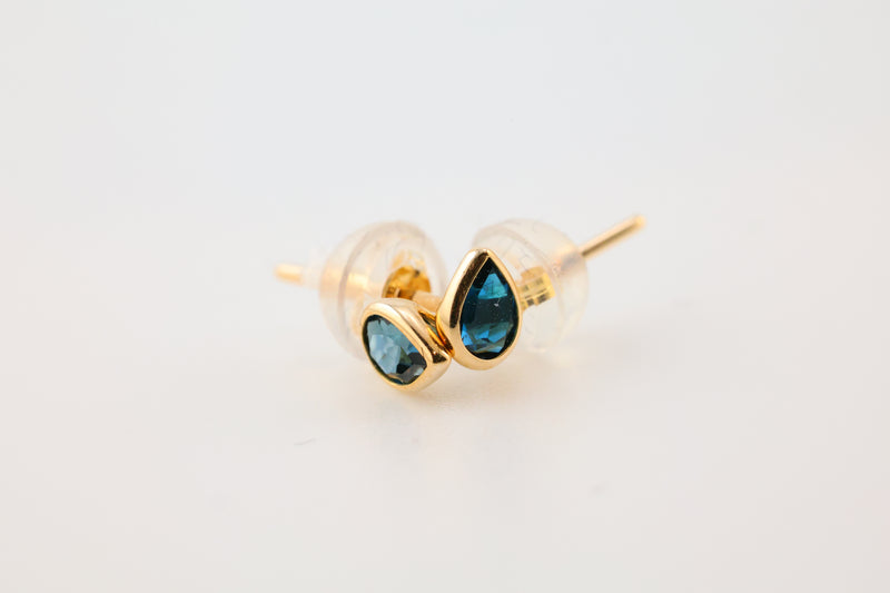 London Blue Topaz Earrings Teardrop 14k Gold