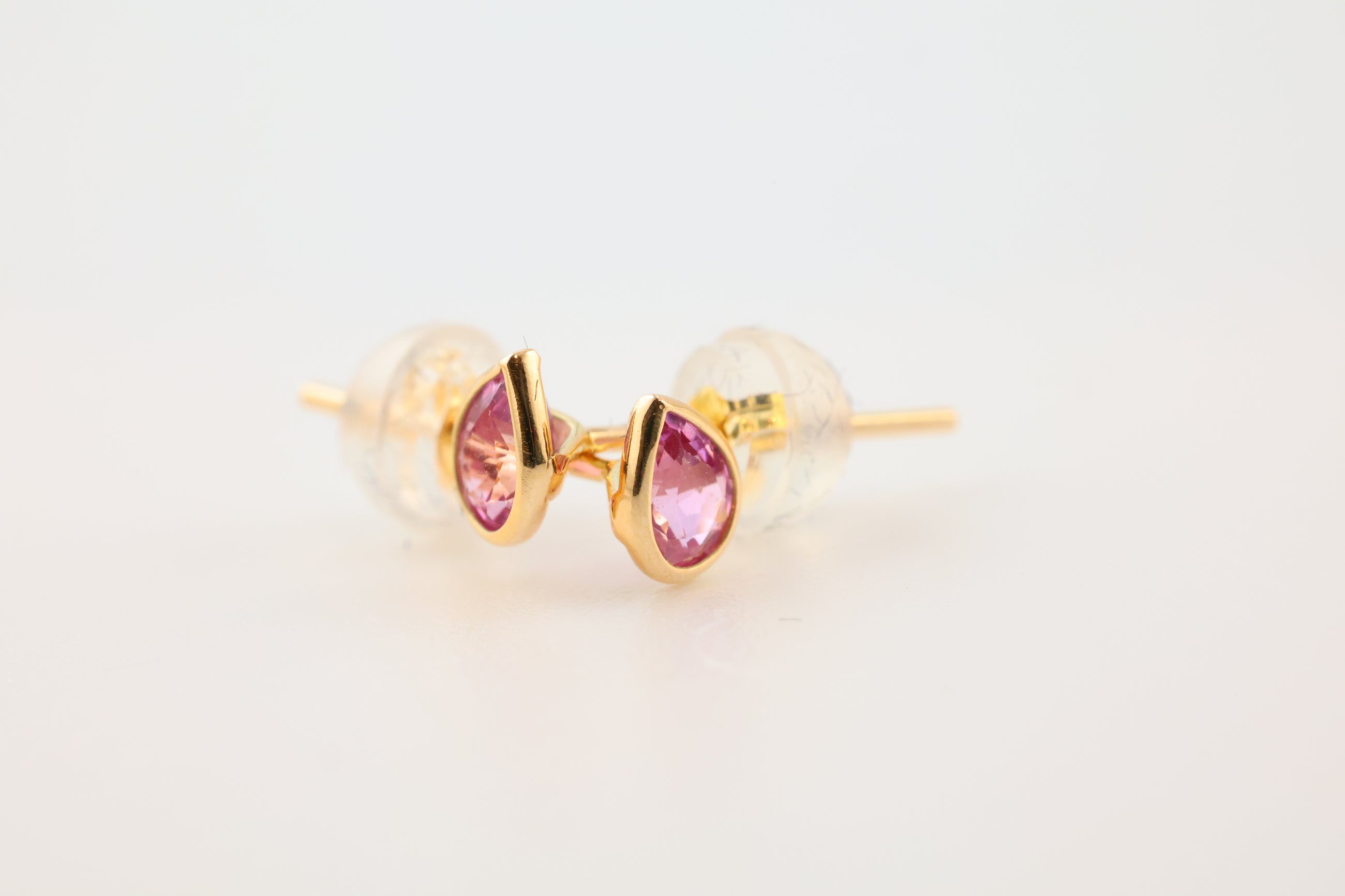 Pink Sapphire Earrings Teardrop 14k Gold