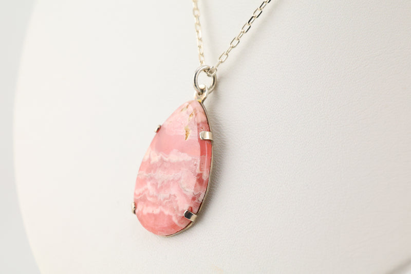 Rhodochrosite Necklace Sterling Silver