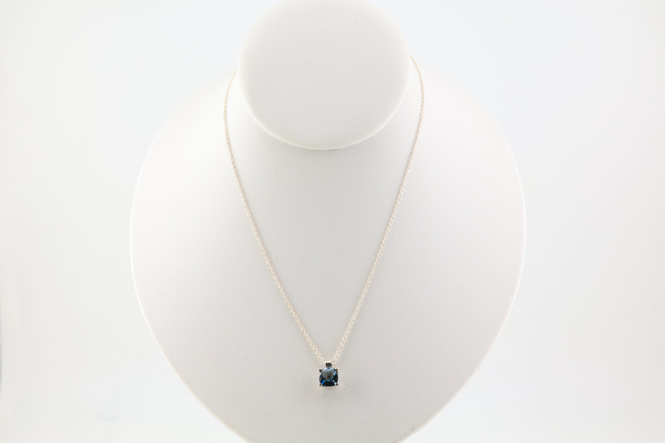 Blue Topaz Necklace Sterling Silver 16 inch