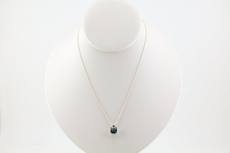 Blue Topaz Necklace Sterling Silver 16 inch