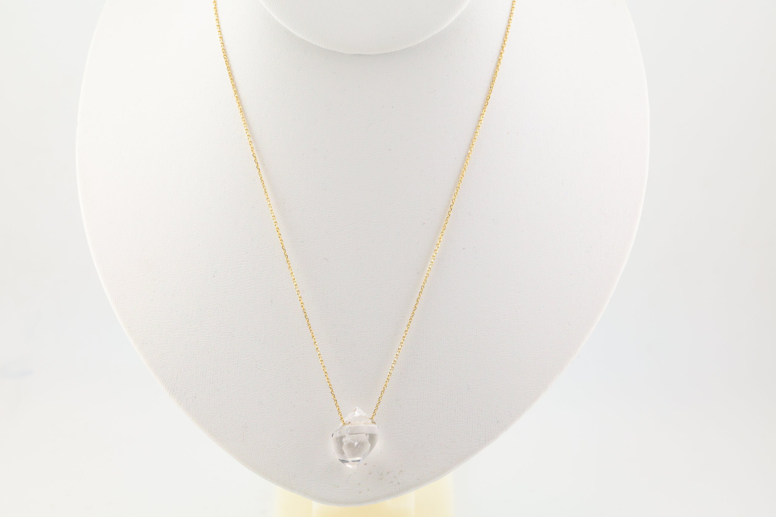 Small Herkimer Diamond Necklace on 14k Gold 16” Chain