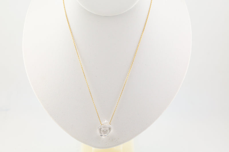 Small Herkimer Diamond Necklace on 14k Gold 16” Chain