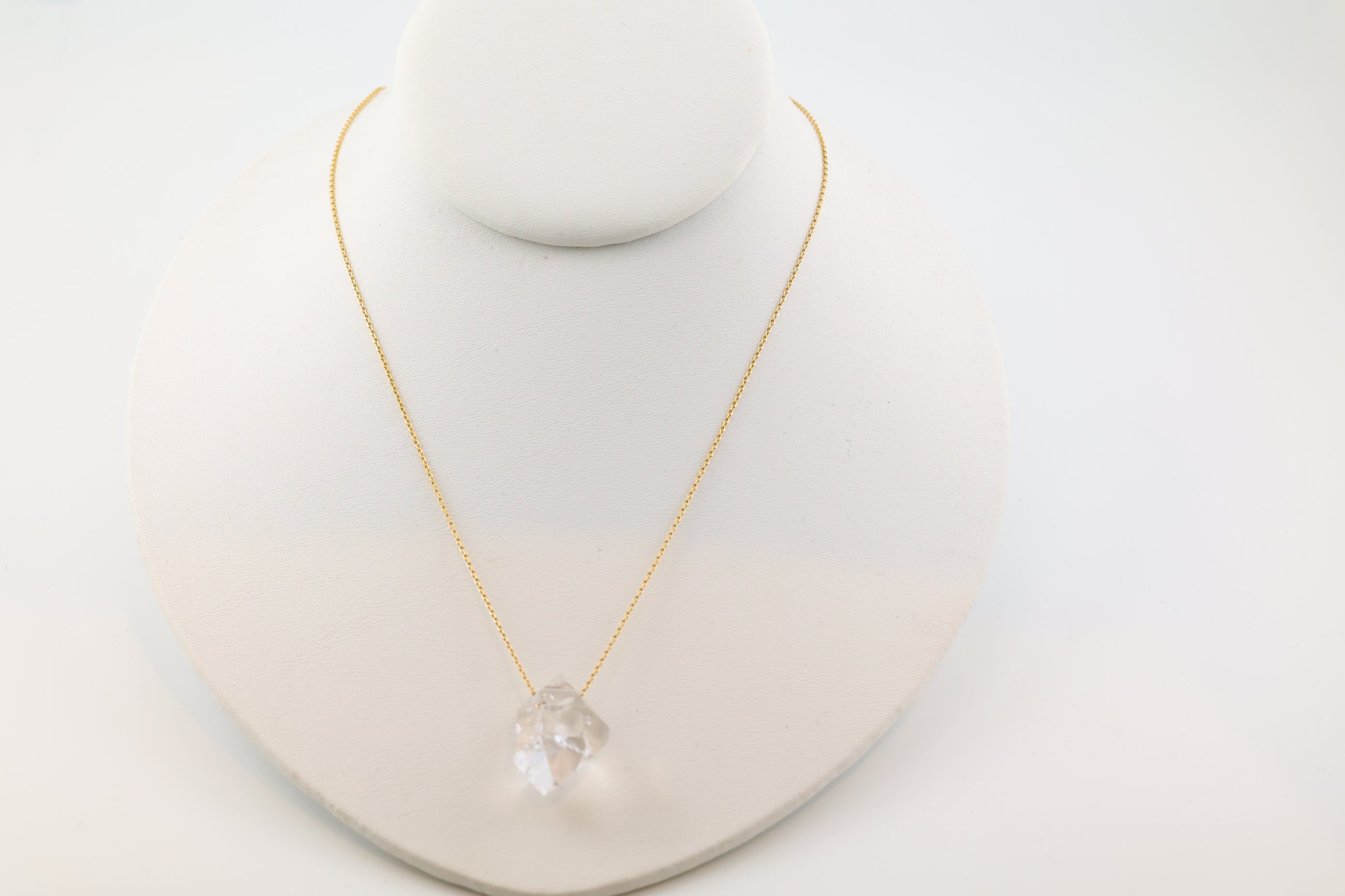 Small Herkimer Diamond Necklace on 14k Gold 16” Chain