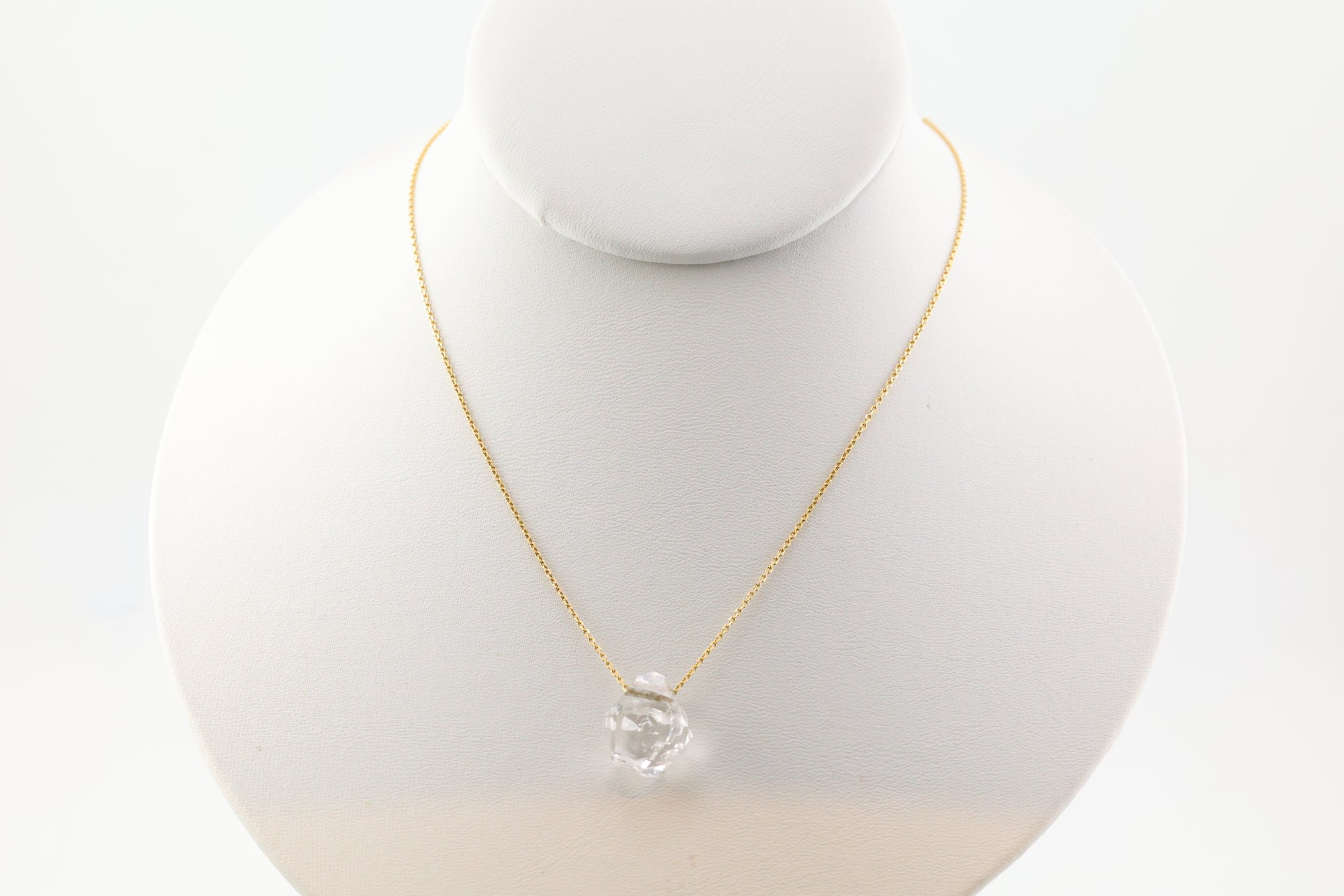 Small Herkimer Diamond Necklace on 14k Gold 16” Chain