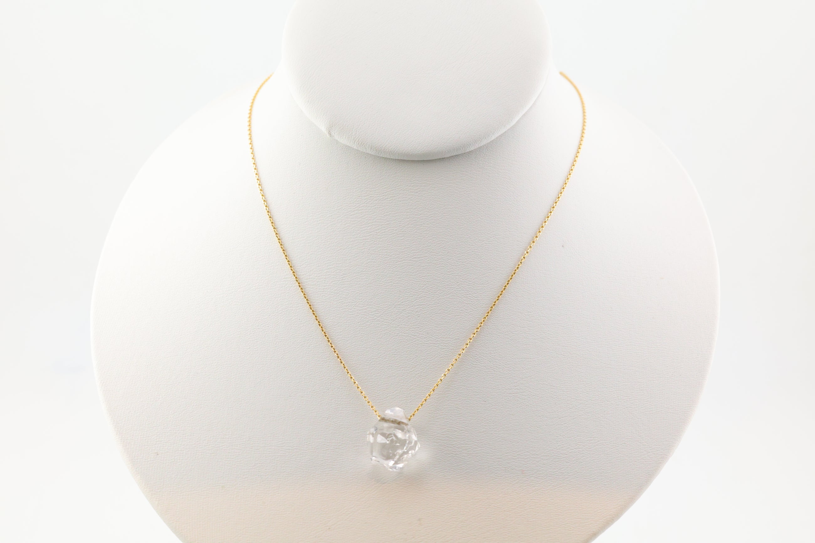 Small Herkimer Diamond Necklace on 14k Gold 16” Chain