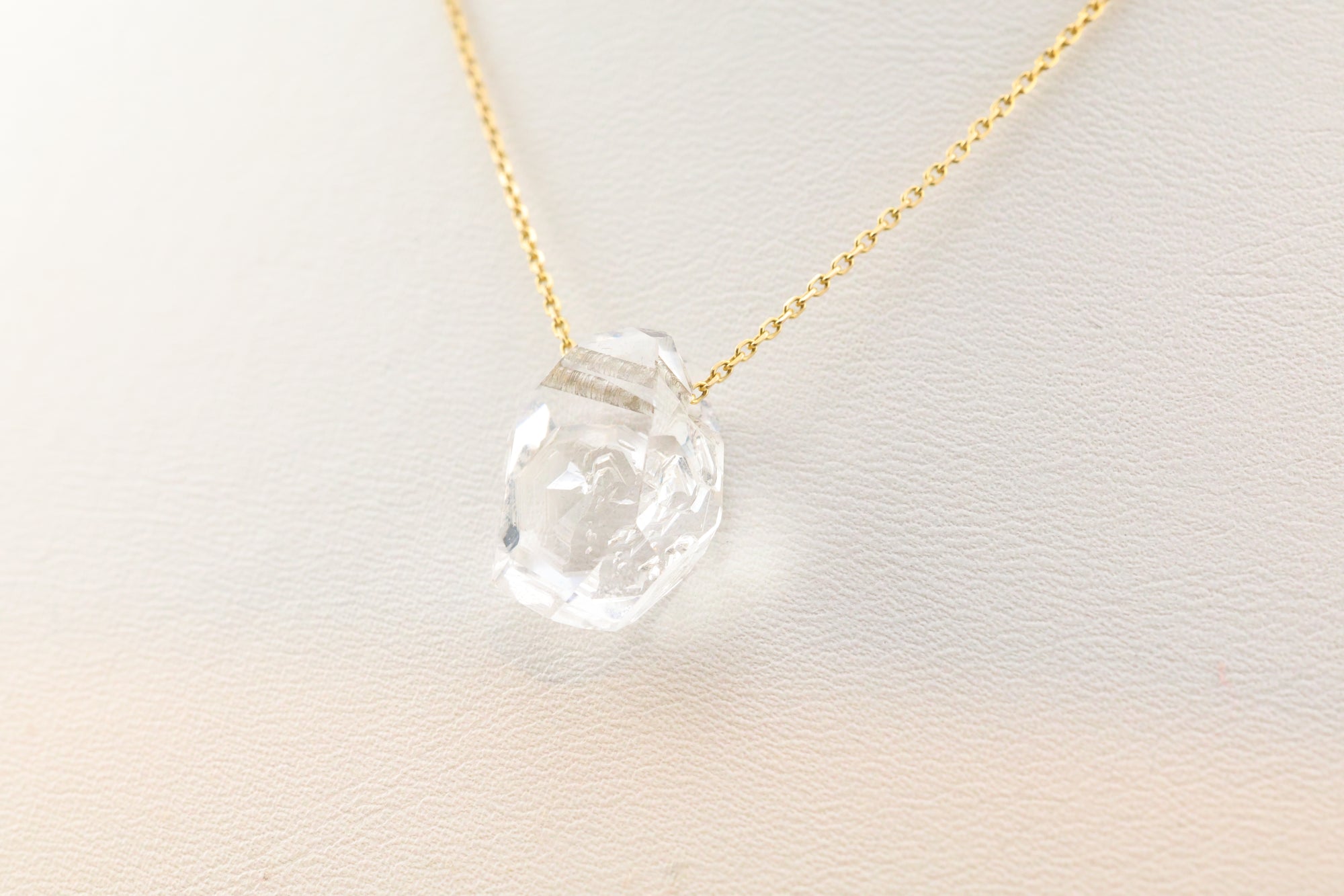 Small Herkimer Diamond Necklace on 14k Gold 16” Chain
