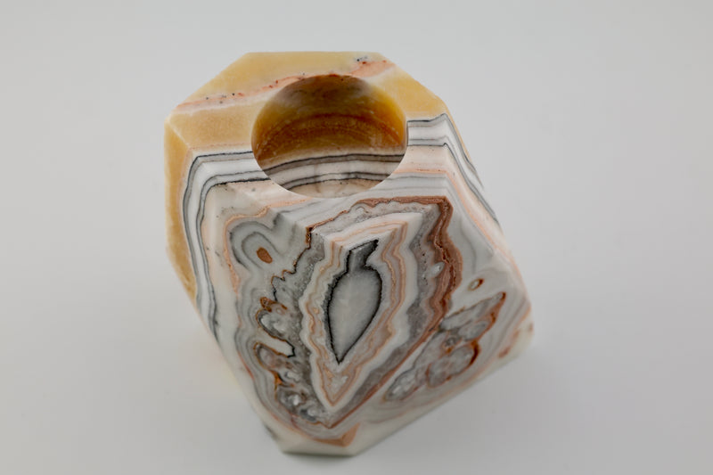 Zebra Calcite Candle Holder