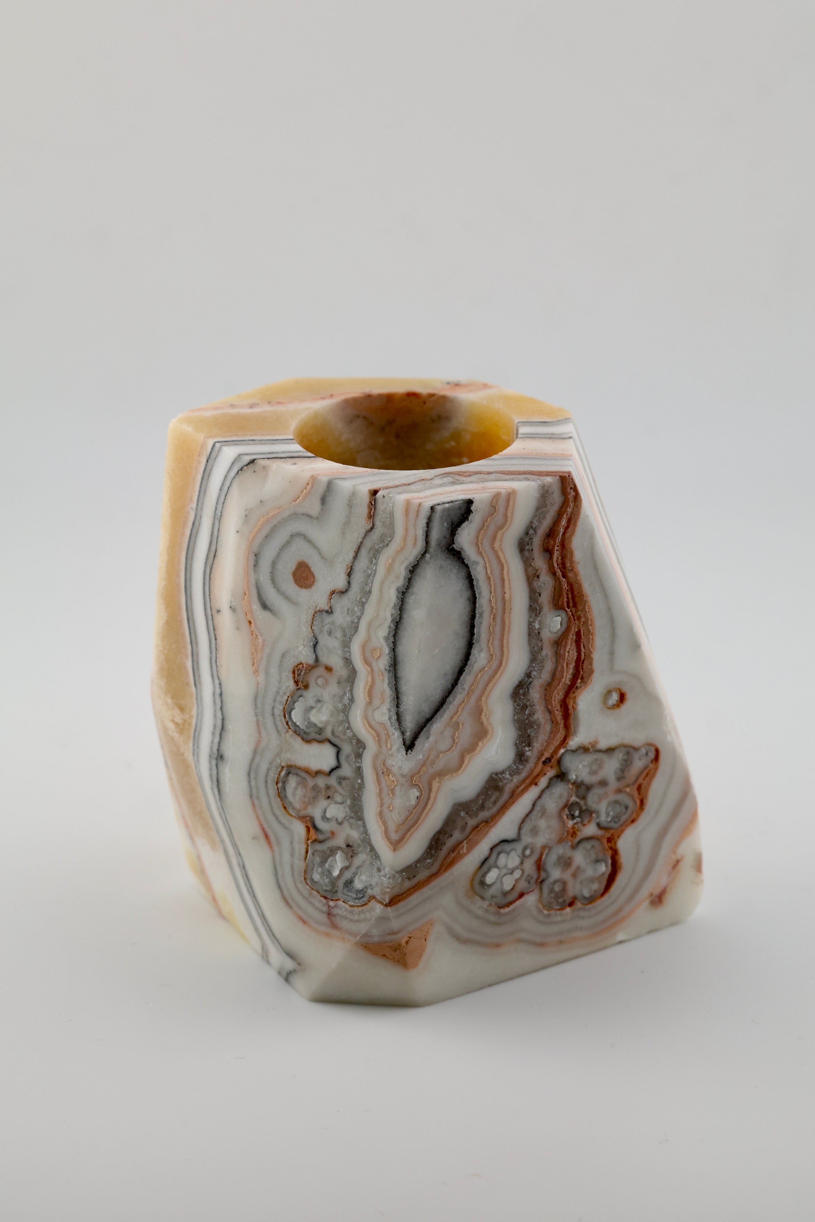 Zebra Calcite Candle Holder