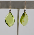 Green Amber Earrings Sterling Silver
