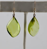 Green Amber Earrings Sterling Silver