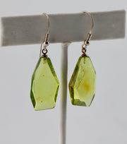 Green Amber Earrings Sterling Silver