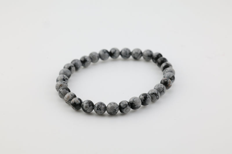 Snowflake Obsidian Bead Bracelet