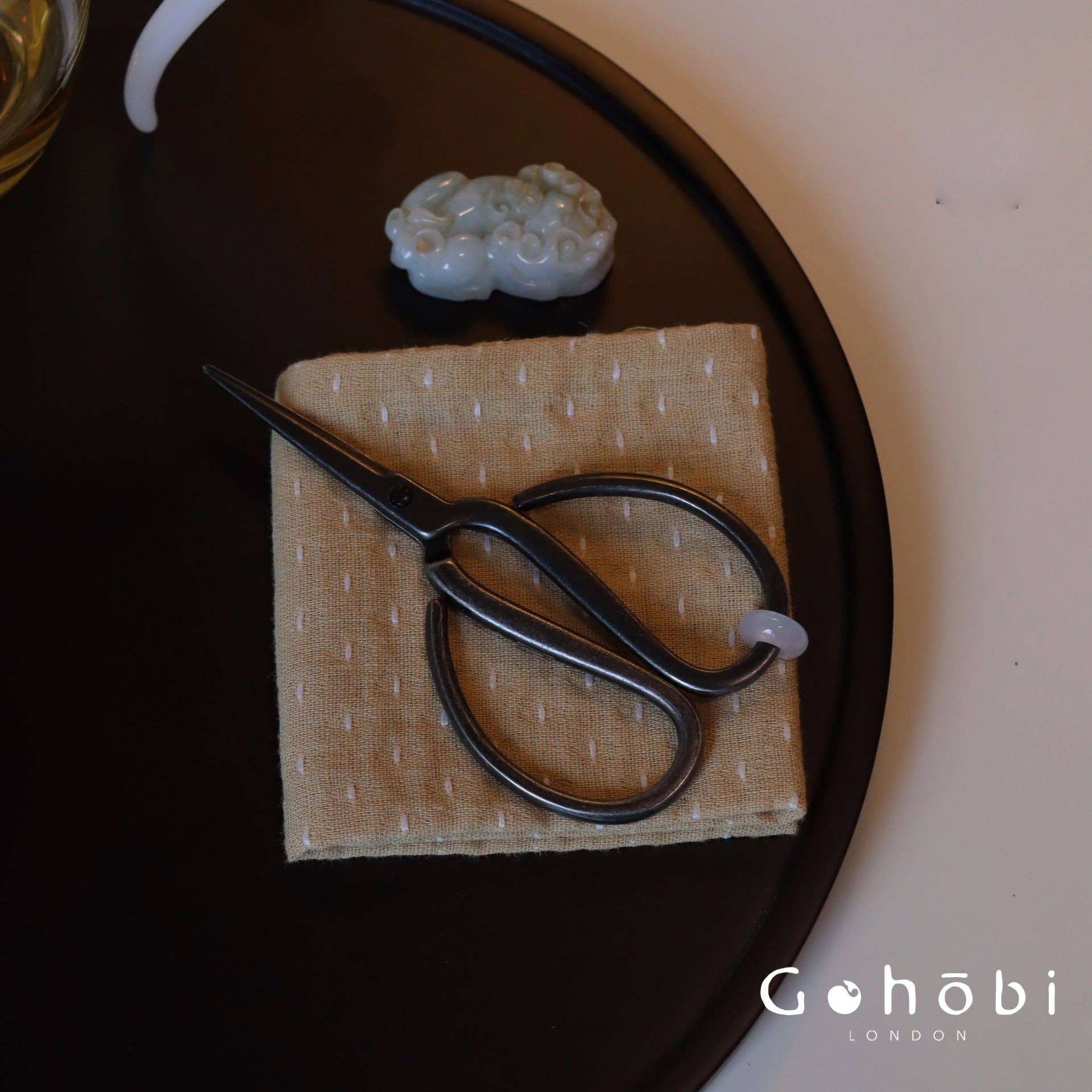 Gohobi Handmade Old Iron Tea Scissors – Portable Tea Ceremony Accessory: Light Green